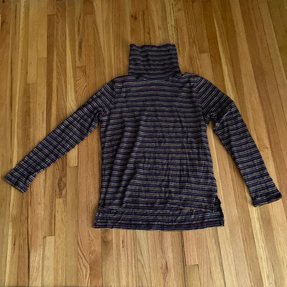 Madewell Black/Multi-Color Striped Turtleneck - Size Small